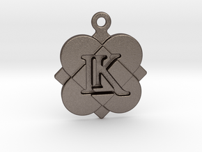 Custom Logo Charm in Polished Bronzed Silver Steel
