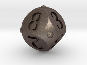 Round Roller Dice in Polished Bronzed Silver Steel: d8