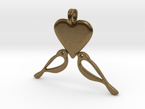 LOVE Birds Symbol Customizable Initial Monogram  in Natural Bronze