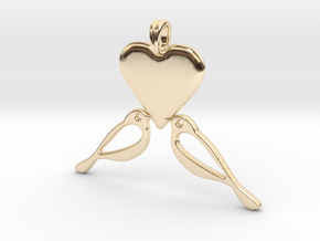 LOVE Birds Symbol Customizable Initial Monogram  in 14k Gold Plated Brass