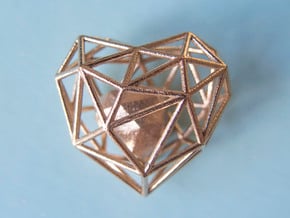 Heart Wireframe Pendant in Polished Brass (Interlocking Parts)