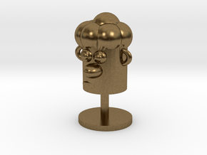 Cartoonish Human Head W/ Stand in Natural Bronze