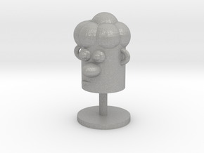 Cartoonish Human Head W/ Stand in Aluminum