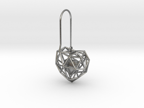 Metal Wireframe Heart Earring in Natural Silver (Interlocking Parts)