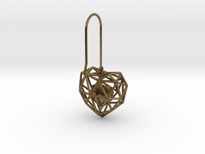Metal Wireframe Heart Earring in Natural Bronze (Interlocking Parts)