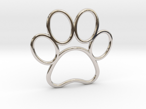 Paw Print Pendant - Large in Rhodium Plated Brass