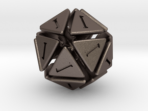 The D20 of Fail in Polished Bronzed Silver Steel