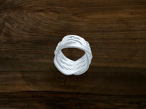 Turk's Head Knot Ring 6 Part X 4 Bight - Size 0 in White Natural Versatile Plastic