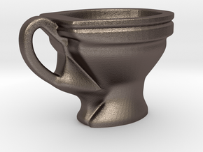 Toilet coffee cup in Polished Bronzed Silver Steel