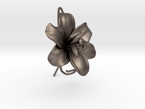 AirCharm Lily Flower - Left in Polished Bronzed Silver Steel