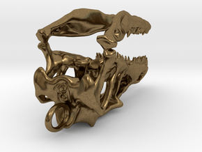 Velociraptor dinosaur skull pendant in Natural Bronze