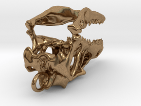 Velociraptor dinosaur skull pendant in Natural Brass
