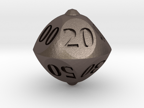 Round Roller Dice in Polished Bronzed Silver Steel: d00