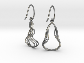 Gentle Flow - Precious Metal Earrings in Polished Silver (Interlocking Parts)
