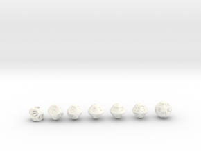 Round Roller Dice in White Processed Versatile Plastic: Polyhedral Set