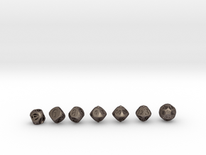 Round Roller Dice in Polished Bronzed Silver Steel: Polyhedral Set