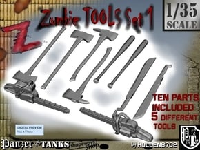 1-35 Zombie Tools Set 001 in Tan Fine Detail Plastic