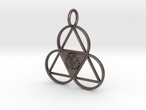 The Meta-Mind Pendant in Polished Bronzed Silver Steel