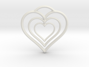 Three Hearts in White Natural Versatile Plastic