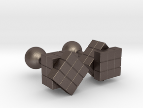 Rubik Cu(be)fflinks in Polished Bronzed Silver Steel