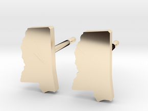 Mississippi State Earrings, post style in 14K Yellow Gold