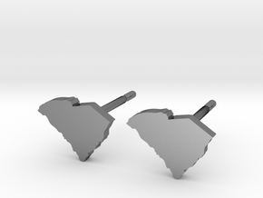 South Carolina State Earrings, post style in Polished Silver
