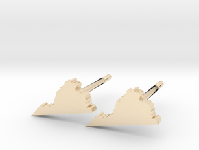 Virginia State Earrings, post style in 14K Yellow Gold