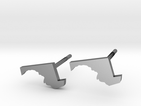 Maryland State Earrings, post style in Polished Silver