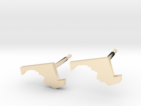 Maryland State Earrings, post style in 14K Yellow Gold