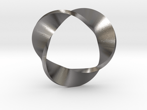 Mobius Strip three twists in Polished Nickel Steel: Medium