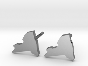 New York State Earrings, post style in Polished Silver