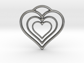 Three Hearts in Natural Silver