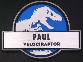 Jurassic World Badge Part 1: Add your own name  in Tan Fine Detail Plastic