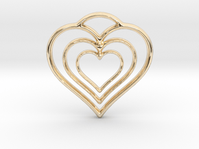 Three Hearts in 14k Gold Plated Brass