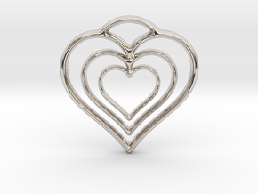 Three Hearts in Rhodium Plated Brass