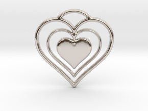Solid Heart in Rhodium Plated Brass