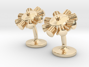 Radial Engine Cufflinks in 14k Gold Plated Brass