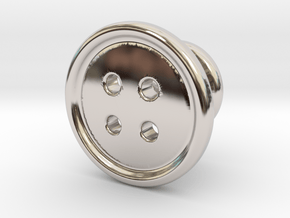 Button Tuxedo Stud - SINGLE in Rhodium Plated Brass