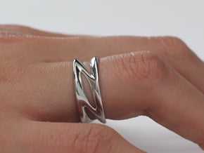 Wave Ring in Rhodium Plated Brass: 7 / 54