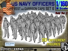 1-160 USN Officers KAPOK Set6 in Tan Fine Detail Plastic