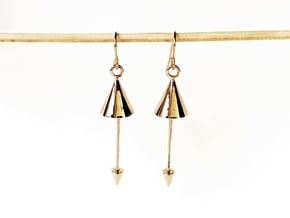 Earrings - Pendulum Dangle Earrings in Polished Bronze (Interlocking Parts)
