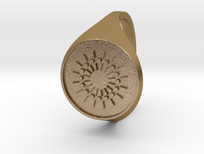 Sun Signet Ring in Polished Gold Steel: 9 / 59