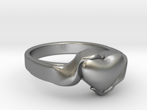 Heart in Hands Ring in Natural Silver: 6 / 51.5