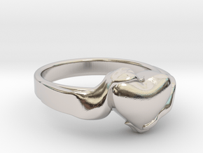 Heart in Hands Ring in Rhodium Plated Brass: 6 / 51.5