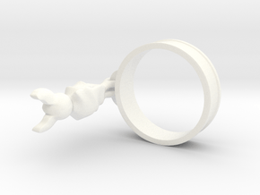 Hanging Bat Charm Ring in White Processed Versatile Plastic: 5 / 49