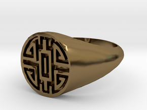 Wealth - Lady Signet Ring in Polished Bronze: 4 / 46.5