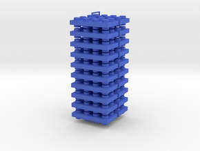 Toy Brick Connector Up-Down positive flat, 20 bric in Blue Processed Versatile Plastic