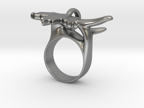 Maple Leaf Charm Ring in Natural Silver (Interlocking Parts): 5 / 49