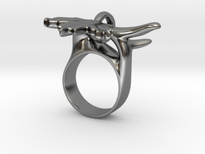 Maple Leaf Charm Ring in Polished Silver (Interlocking Parts): 5 / 49