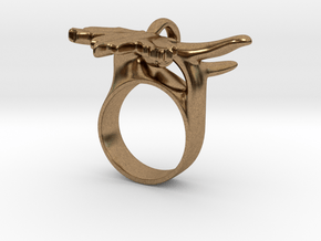 Maple Leaf Charm Ring in Natural Brass (Interlocking Parts): 5 / 49